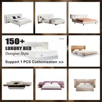 Lit rembourré de luxe de designer, lit moderne incurvé et moelleux, cadre de lit en tissu personnalisé
