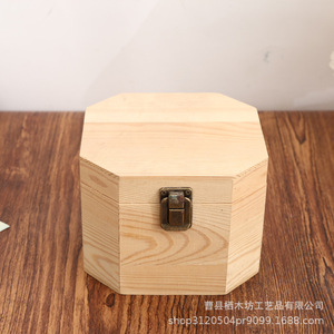 Caja de Almacenamiento Hexagonal de Madera de Color Natural con Tapa para Joyería, Jabón, Flores, Embalaje de Regalos - Product Image 3