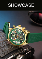 Montre chronographe à quartz pour homme MEGIR 2235, bracelet en silicone étanche, montre sport avec cadran ajouré en alliage, design tendance