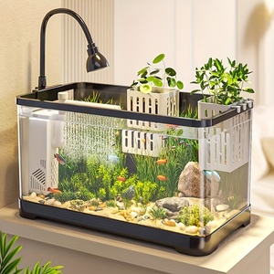 Clear Acrylic <strong>Square</strong> Fish Tank with Black Frame High-Quality Tabletop <strong>Aquarium</strong> for Goldfish Shrimp Turtles Crabs Frogs &amp; Algae