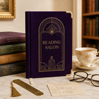 LABON Journal de lecture personnalisé en velours avec dorure à chaud Art Déco, suivi de lecture, cadeau de luxe pour bibliophile, vente en gros