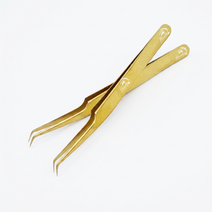 Nouvelles pinces à cils en acier inoxydable couleur or à 45 degrés - Haute qualité, précision, durabilité, anti-magnétiques, pointe fine, 100% qualité - Product Image 1