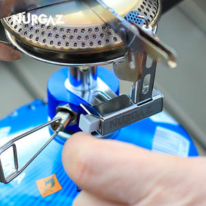 NURGAZ – réchaud de camping pliable, mini brûleur, allumage électronique, réchaud à gaz portable pour l'extérieur, argent, 155x155x80mm - Product Image 1