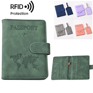 Cartera de Viaje con Bloqueo RFID, Funda para <span class=keywords><strong>Pasaporte</strong></span>, Tarjetas de Crédito, Tarjetas de Embarque, Organizador de Documentos, <span class=keywords><strong>Porta</strong></span> <span class=keywords><strong>Pasaporte</strong></span> con Etiqueta - Product Image 1