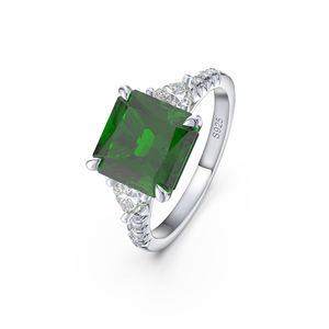 LZR12 RINNTIN cincin pernikahan wanita, cincin pertunangan janji berlian zamrud buatan perak murni 925 - Product Image 1