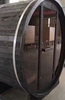 Sauna de Barril de Madera Maciza con Calefacción Eléctrica, Panel de Control de Cedro, Vapor, 220V, 4 Plazas, para Exteriores
