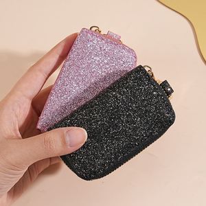 Porte-clés de voiture en cuir PU de haute qualité, housse de protection universelle pour clés de voiture, porte-clés de voiture en cuir à paillettes et métal - Product Image 5