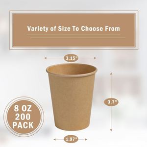 Vasos de Papel Corrugado Desechables Biodegradables de Doble Pared con Tapas para Bebidas Calientes/Frías, Café y Uso Ecológico - Product Image 2