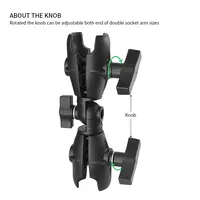 Support de tablette réglable à double bras articulé, bras de montage de moniteur à tige de connexion multi-articulée, articulations à rotule en acier inoxydable de 1,5''