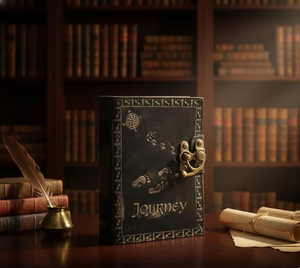 Personalized Journey Leather Journal Embossed Footprints Compass <b>Diary</b>, 7x5 Black Handmade <b>Notebook</b> - Product Image 5