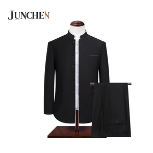 Completo Due Pezzi Stile Asiatico Premium, Giacca e Pantaloni Slim Fit su Misura, Elegante Abbigliamento da Lavoro per <span class=keywords><strong>Uomo</strong></span>, Vendita all'Ingrosso - Product Image 1