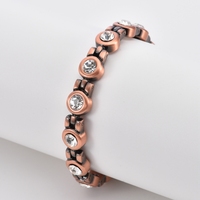 Pulsera Magnética de Cobre con Cristales CZ, Eslabones Redondos con Bisagras, Terapia Magnética para el Alivio del Dolor, Joyería para Hombres y Mujeres, Venta al por Mayor, Personalizable OEM