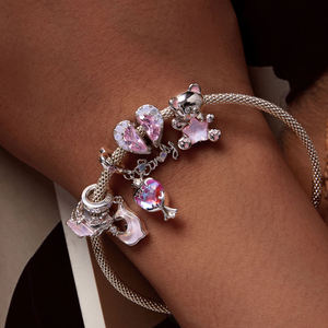 925 argent Sterling rose fille doux coeur breloques belles bonbons ours perles ajustement <span class=keywords><strong>Original</strong></span> Bracelet pour jeunes femmes bricolage <span class=keywords><strong>cadeau</strong></span> - Product Image 2