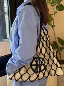 <span class=keywords><strong>Borsa</strong></span> tote in rete intrecciata macramè con fodera in cotone, <span class=keywords><strong>borsa</strong></span> a tracolla estiva da spiaggia per donna - Product Image 5