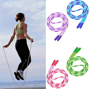 Corde à sauter unisexe pour fitness, perles TPE violettes et blanches, poignée ABS, réglage facile, idéale pour l'entraînement en salle de sport - Product Image 5