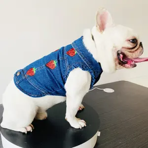 Küçük köpekler için klasik mavi Jean köpek ceket yaz kış moda katı desen pitshishih Tzu Sheltie - Product Image 2