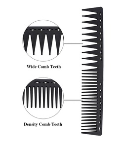 2 Pcs Nero Salone <span class=keywords><strong>di</strong></span> Barbiere Denti Larghi Antistatico In <span class=keywords><strong>Fibra</strong></span> <span class=keywords><strong>di</strong></span> <span class=keywords><strong>Carbonio</strong></span> <span class=keywords><strong>Pettine</strong></span> Dei Capelli Forte e Durevole con fori - Product Image 4