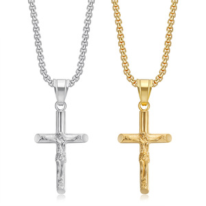 Colliers pendentifs religieux Jésus en acier inoxydable 316L plaqué or 18 carats, style punk hip-hop pour hommes et femmes, bijoux hip-hop - Product Image 1