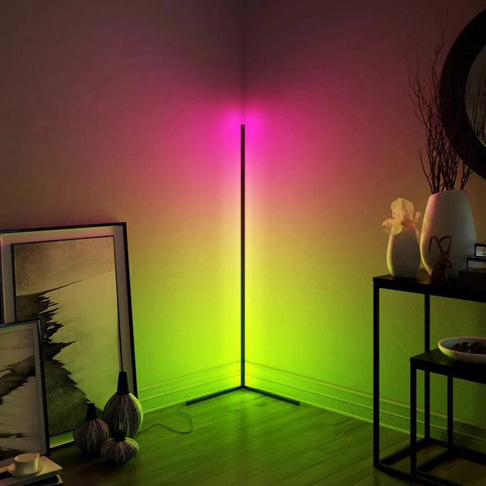 Live Broadcast Color Changing IR Remote Control Home Decor Standing RGB Floor Lamp Modern With Microphone
