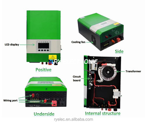 เครื่องแปลงไฟพลังงานแสงอาทิตย์แบบไฮบริดคลื่นไซน์บริสุทธิ์ 1kw 2kw 5kw 6kw 12v 24v 48v ติดผนัง แบบสองเอาต์พุต ใช้ในบ้านแบบออฟกริด - Product Image 3