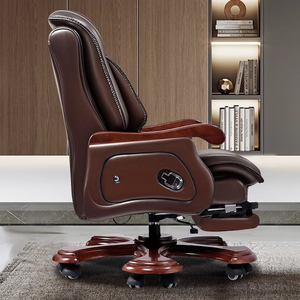 Luxus-Bürostuhl mit hoher Rückenlehne Modernes ergonomisches <span class=keywords><strong>Massage</strong></span> design Massivholz rahmen Dreh funktion Klassische PU für das Büro des Managers - Product Image 5