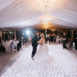 Panel lantai dansa led bintang putih nirkabel 16x16 kaki untuk pesta pernikahan