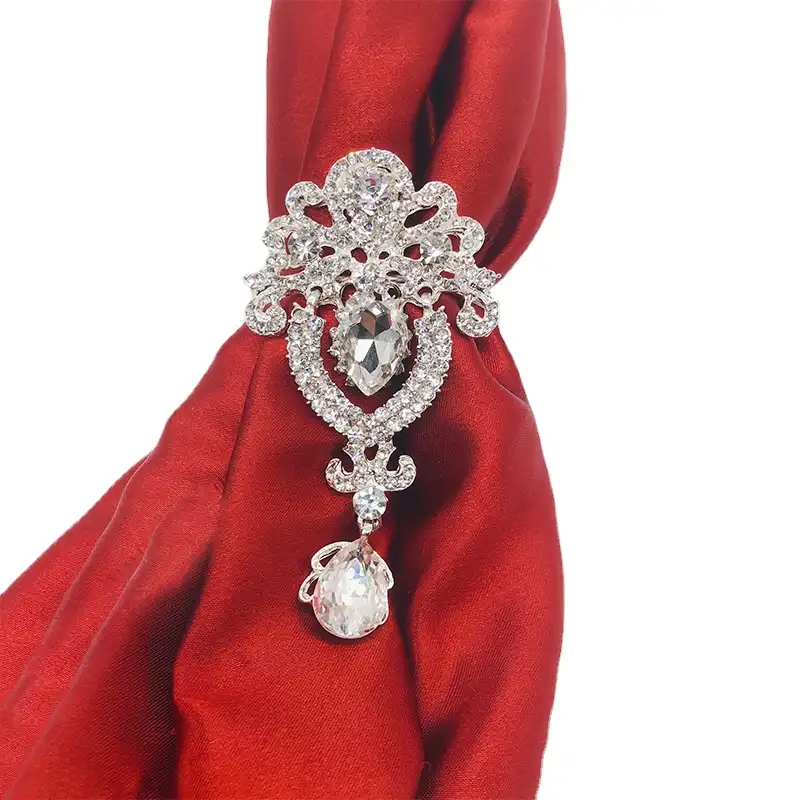Anillos de servilletas para Decoración de mesa de boda, diamantes de imitación de cristal chapados en plata, gran oferta