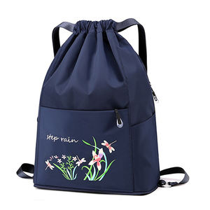 Mochila Impermeable al por Mayor, Mochila Deportiva <span class=keywords><strong>de</strong></span> Viaje Informal con Cordón <span class=keywords><strong>de</strong></span> Nailon Bordado para Mujer - Product Image 5