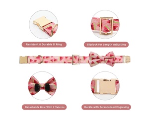 2023 무료 샘플 맞춤 럭셔리 사용자 정의 디자인 인쇄 조절 개 애완 동물 칼라 나비 넥타이 개 칼라 - Product Image 5