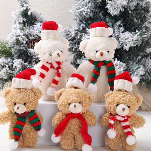 Hot Selling Mini Christmas Bear Santa <b>Hat</b> Scarf Set Keychain Fluffy Plush Toys 4inch Stuffed <b>Animal</b> Toys Arcade Game <b>for</b> Girls - Product Image 1