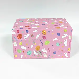 Caja de música de papel de almacenamiento de embalaje de papel de regalo de cartón con logotipo personalizado para pendientes, collares, joyas, caja de música rosa