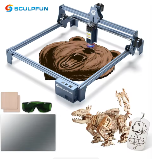 ActionLasers SCULPFUN Bench-Top Diode Laser Engraving & Cutting Machine for Wood Leather Glass-Air-Cooled Easy to Use