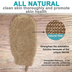 Custom Logo Exfoliating Sisal Gloves Shower Natural <b>Body</b> Scrubber <b>Body</b> Massager Beauty <b>Body</b> <b>Scrubs</b> for Bath and Shower Woman Man - Product Image 4