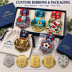 Médailles de sport et de course personnalisées pour le pickleball, le football, la musculation, les courses de trail et les événements festifs avec rubans sur mesure - Product Image 2