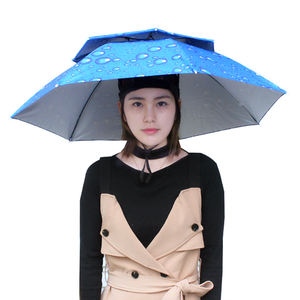 Chapeau parapluie pliable portable à porter sur la tête, idéal pour le camping, la pêche, la plage - Product Image 1
