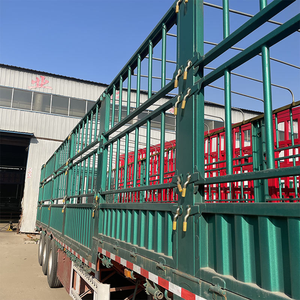 Nuevo Semirremolque de Plataforma de 3 Ejes, Semirremolque de Carga de 5-10 Toneladas de Capacidad con Valla de Acero, Transportador de Ganado 9.5x2.5x3.5m - Product Image 5