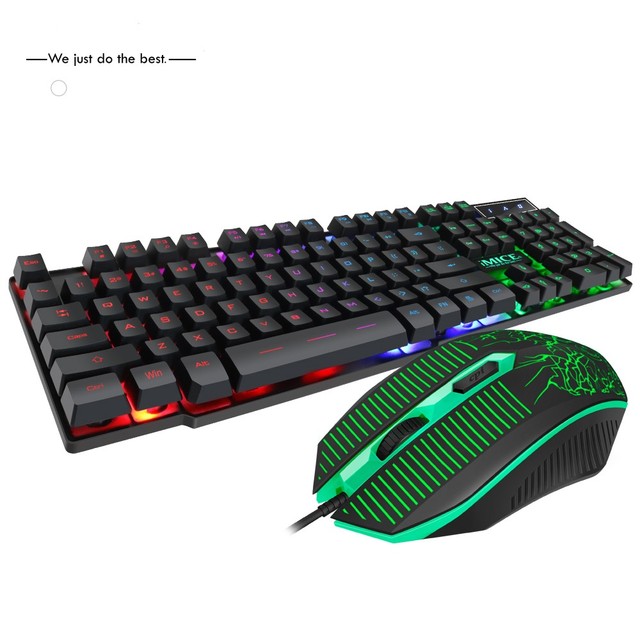 Wholesale IMICE LED Backlit 104-Key Ergonomic Gaming Keyboard Mouse Combo Anti-Fall Protection USB Wired for Office Home Use