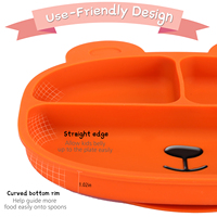 Plaque ours divisée en Silicone pour bébé, avec ventouse, certifié en usine, vente en gros