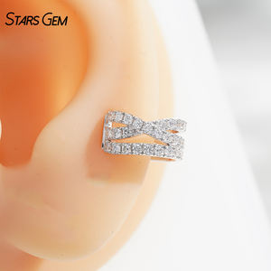 Pendiente de Oreja de Oro Sólido de 10K Starsgem, Corte Brillante Redondo, Diamante Cultivado en Laboratorio de 0.34ct, Clip de Oreja de Diamante - Product Image 1
