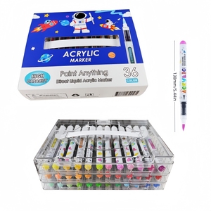 Marcadores Acrílicos Opacos de 48/60/72 Colores, Económicos, Apilables, Punta de <span class=keywords><strong>Pincel</strong></span> Única, Rotulador Líquido, Materiales de Arte para Niños, Dibujo y Pintura - Product Image 1