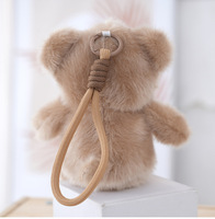 Schattig dierenknuffel sleutelhanger charme Kawaii 3D knuffeldier speelgoed dinosaurus schaap vos beer konijn rode panda konijn tas hanger pop