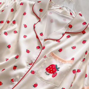 <span class=keywords><strong>Pigiama</strong></span> in Seta Ghiaccio di Lusso <span class=keywords><strong>Leggero</strong></span> da Donna, Estivo, Semplice e Comodo, a Maniche Corte e Pantaloni Lunghi, Indossabile anche Fuori Casa, Completo Abbigliamento - Product Image 6