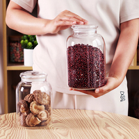 Pot en verre avec couvercle en verre, récipient de stockage hermétique en verre pour aliments, pâtes, café, bocaux d'organisation en verre pour la maison et la cuisine