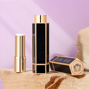 Pentágono de lujo resorte giratorio 3,8G tubo de bálsamo labial plástico plano logotipo personalizado chapstick contenedor tubos de maquillaje lápiz labial embalaje - Product Image 1