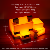 Lampe de nuit 3D en forme de renard, en ABS, décoration Minecraft, cadeau créatif d'anniversaire, lumière LED pour animaux de compagnie