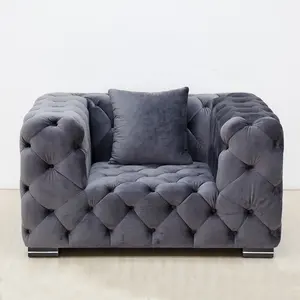 Good price new design dark grey and light black fabric with steel base living room sofa set 1+2+3