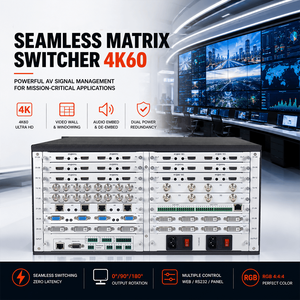 Conmutador de Matriz Híbrido con Diseño de Tarjeta Enchufable 4K60Hz 4:4:4, Conmutador de Matriz de Empalme con Control RS232 y Interfaz Web Gráfica, Rotación de 90/180/270 Grados - Product Image 2