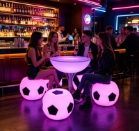 Ensemble de tabourets de bar et tables hautes à éclairage LED, étanche, lumineux, design moderne, écologique, durable, pour cuisine commerciale