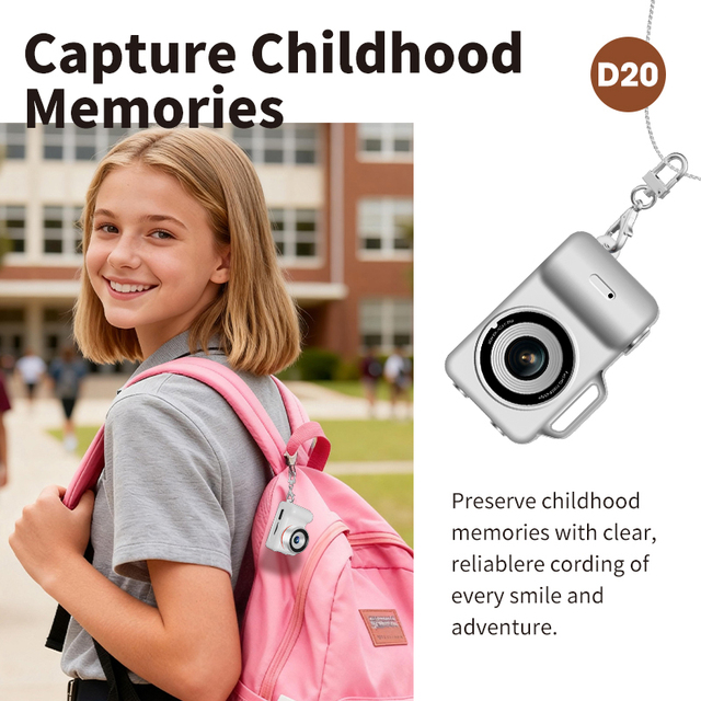 Portable Thumb Camera 1080P HD TFT LCD Screen 130° wide Angle Lens Wearable Mini Camera with Long Chain Short Link