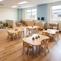 Ensemble table et chaises en bois Montessori pour enfants, mobilier éducatif moderne pour la maternelle, la garderie, la crèche, la salle de classe, le centre